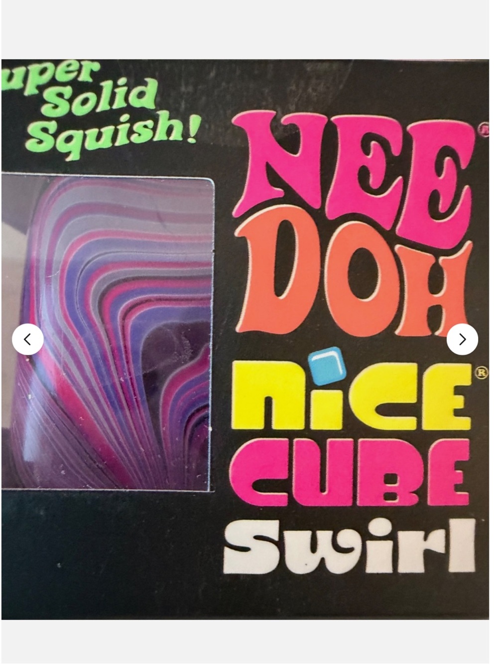 NeeDoh Nice Cube Swirl Stress Toy Purple Pink Blue Black White Clear New in Box